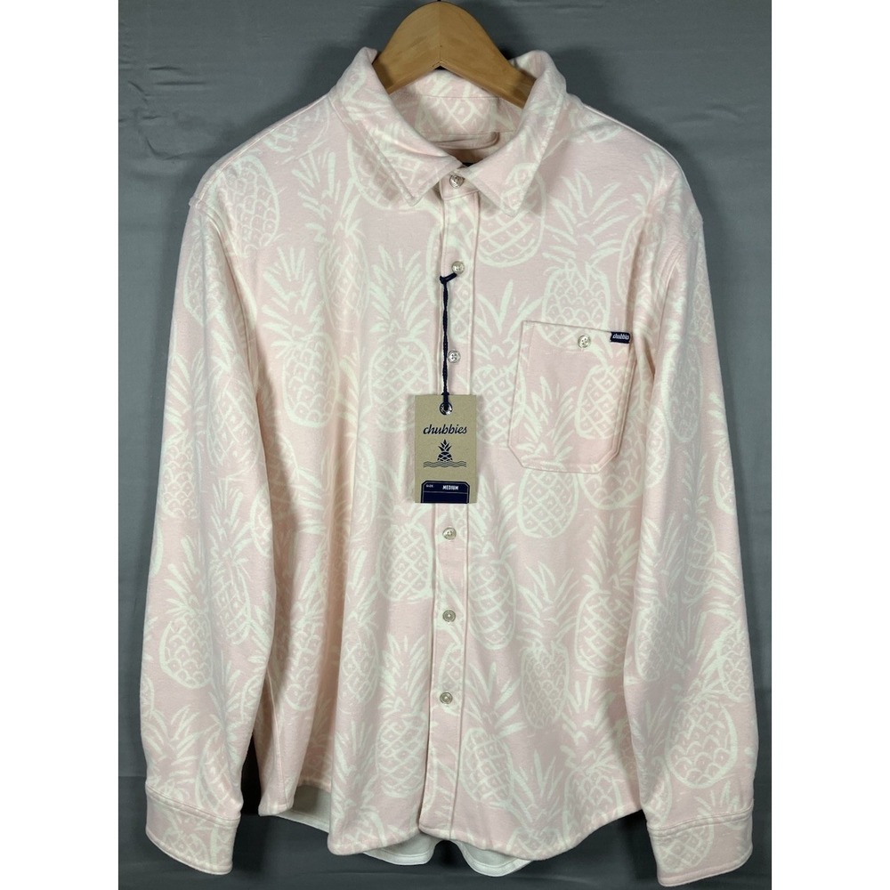 Chubbies Flannel Overshirt The Thigh‎ Napple Pineapple Pink Mens Medium NWT $48
